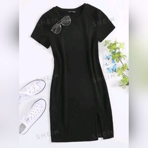 SOLD | Solid Split Hem Tshirt dress